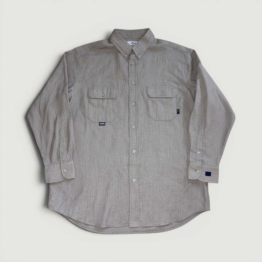 Mens‎ 3XL Grey FR Flame Resistant Button Up National Safety Apparel Shirt